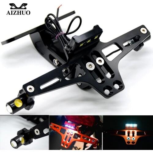 CNC Universal Motorcycle Rear License Plates Holder Led Light Plate For yamaha YZF R125 YZF R15 YZF R25 KAWASAKI ZX6R 7R ZX10R