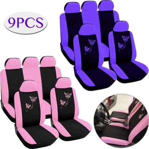 Universial For 5 Seat Car Automobile Car Seat Cover Protector Soft Fabric Embroidery 3D Butterfly pattern for Auto Cars SUV
