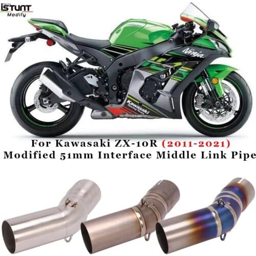 Motorcycle Exhaust For Kawasaki zx10r ZX-10R 2011 - 2021 Escape Modified 51mm Interface Titanium Alloy Middle Link Pipe