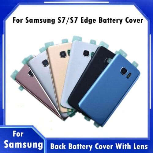For Samsung Galaxy S7 G930 S7 Edge G935F G935 Battery Back Cover Door Housing Replacement + Camera Glass Free Adhesive
