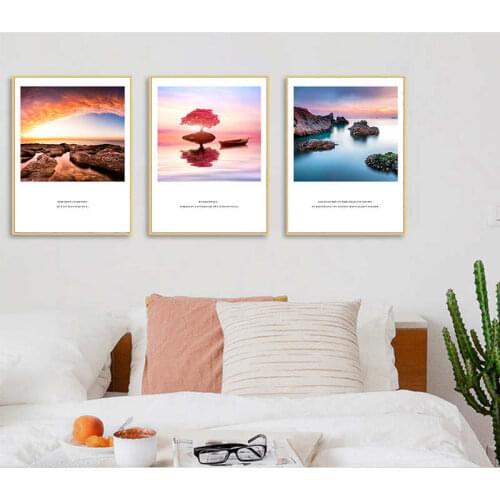 Sunset Coastal Posters Wall Art Canvas Painting Scenery Cuadros Nordic Poster Picture Wall Pictures For Living Room Unframed