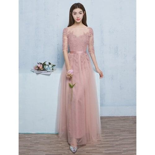 Vestido De Festa Scoop Neck Appliques Evening Dresses Long 2020 Robe De Soiree Hot Sale Half Sleeve Evening Dress Custom Made