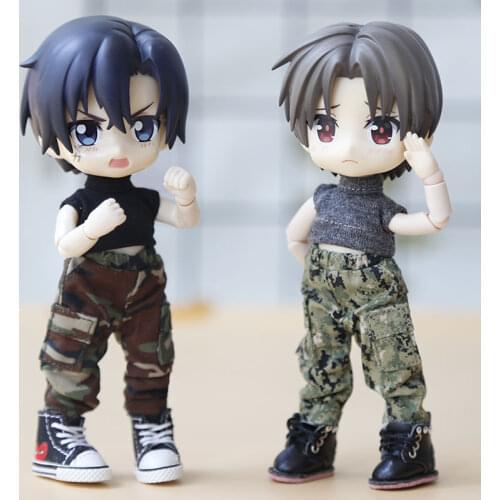 1PCS 1/12 BJD Dolls pants For Ob11 obitsu11 molly GCS Camouflage overalls Clothes Dolls Accessories toys trousers T-shirt