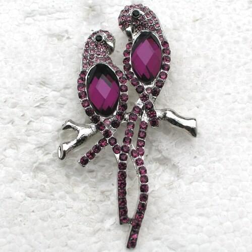 12pcs/lot Wholesale Fashion Brooch Rhinestone Crystal Parrot Pin brooches jewelry gift C101265