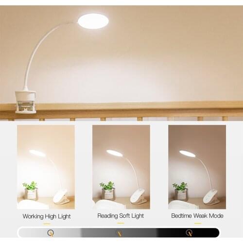 18650 LED Touch On/off Switch 3 Modes Clip Desk Lamp Eye Protection Reading Dimmer Rechargeable USB LED Table Lamps