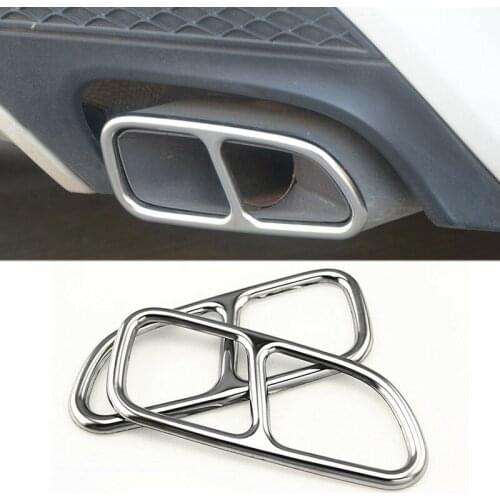 2Pcs Car Stainless Steel Tail Throat Exhaust Pipe Muffler Tip Cover Trims for Mercedes Benz CLA 2013-2016