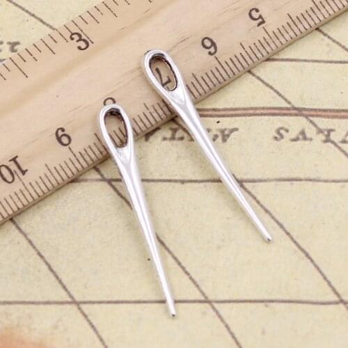 20pcs Charms Sewing Needle 39x5mm Tibetan Bronze Silver Color Pendants Antique Jewelry Making DIY Handmade Craft