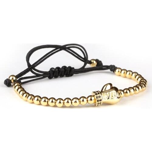 2020Gold/Rose gold/Black 4mm Cubic Zirconia Beads Handmade Braided Trendy Adjustable Rope Wrap Bracelets For Women Men