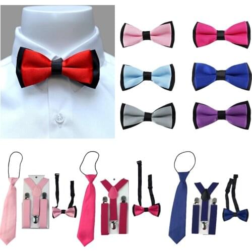 3PCS Children Boys girls Toddlers Kids Suspenders Adjustable Y-Back Braces Butterfly Ties Bowtie set Wedding 1-8 Year YHHtr0009