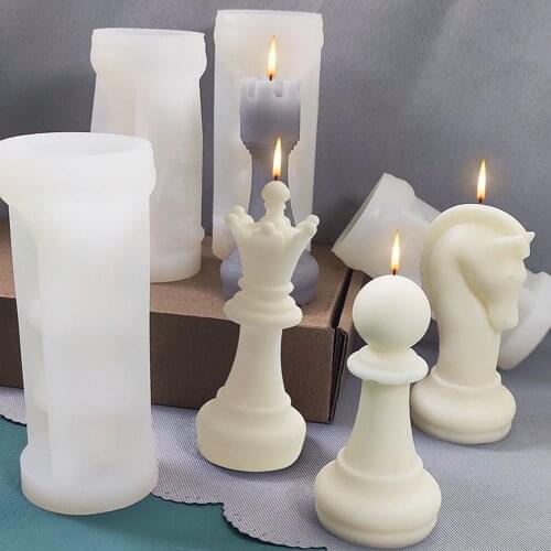 3D Silicone Chess Candle Mold DIY Handmade Aroma Candle Making Mould Resin Concrete Cement Wax Molds Home Creative Craft Decor