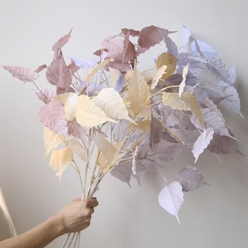 5 Forks Poplar Leaf Birch Leaf Poplar Leaf Engineering Garden Decoration Wedding Flower Arrangement Artificial Flower Leaves