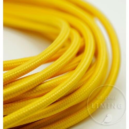 8M 2*0.75 Yellow Edison Textile Cable Fabric Wire Chandelier Pendant Lamp Wires Braided Cloth Electrical Cable Vintage Lamp Cord