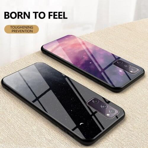 For samsung galaxy S20 FE 5G M51 Case Gradient Painted Glass phone case for Samsung S20 Fan Edition m51 Starry Sky Back Cover