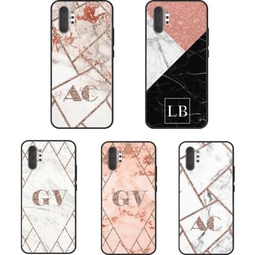 PERSONALISED ROSE GOLD MARBLE NAME INITIALS For Samsung Note 20 Ultra Note 10 Plus Cover For Galaxy S10 S8 S9 S20 Plus S10e Case