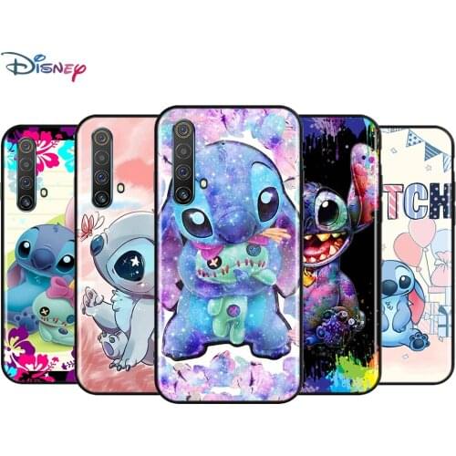 Black Soft Lilo Stitch Cartoon For Realme 7i Global C2 C3 C11 C12 C15 C17 X2 X3 Superzoom X50 XT Q2 Q2i Pro 5G Phone Case