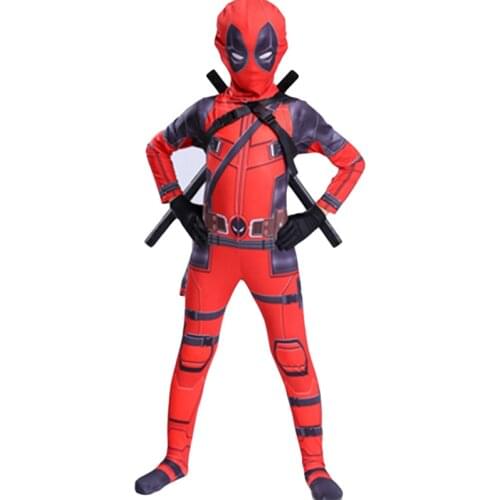 Kids Costume Cosplay Superhero Deadpool Costumes suit Jumpsuit Red Bodysuit Halloween party Costume Party Gift For boy girls