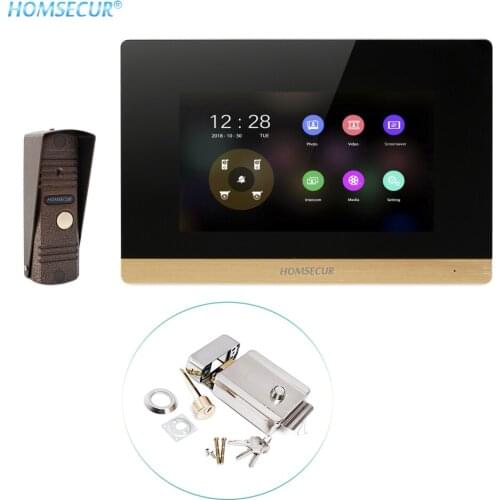HOMSECUR 4 Wire Video Door Phone Intercom System Electric Lock with Keys Included BC011HD-C+BM716HD-G