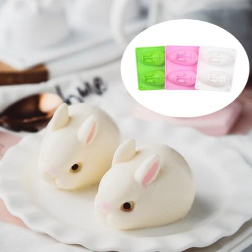 Two Holes Rabbit Shape Baking Tools Non-stick Silicone Cake Mold Chocolate Mold Pudding Jelly Mould Pastry Tools