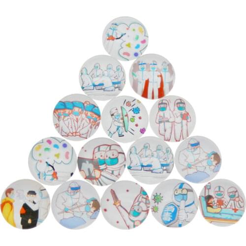 Julie Wang 8-30mm Glass Cabochons Mixed Doctor Pattern Fat Back Round Cartoon Medical Personnel Demo Jewelry Making Accessory