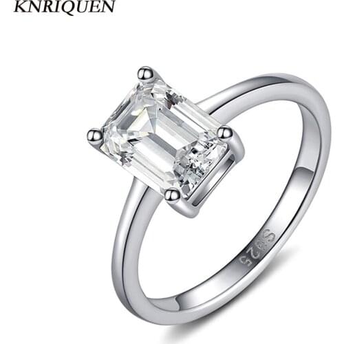 Classical 925 Sterling Silver 6*8mm Created Moissanite Topaz Diamond Wedding Engagement Rings for Women Fine Jewelry Wholesale