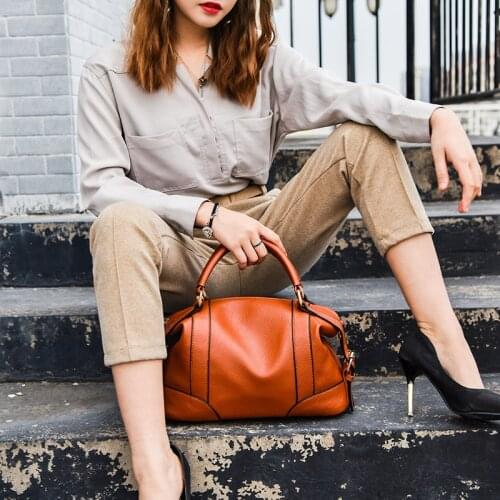 Contracted Joker High-Capacity Cowhide Commute Fashion Atmospheric Handmade Womens Handbags High Quality Shoulder Bags