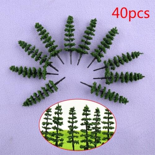 LETAOSK 40Pcs 1:75 Green Plastic Railway Layout Model Train Green Pine Trees HO OO Scale High Quality Decoration