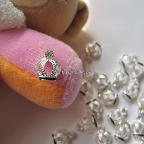 MD-37 10pcs Fancy Rhinestone Silver Crown Metal Charms Metal Deco Charms Nail Art