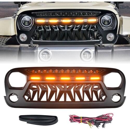 Modified For Wrangler JK Racing Grills For Wrangler JK JKU 2007-2017 Car Front Bumper Grilles Upper Racing Grille Grill Cover