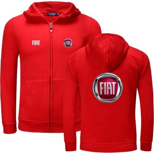 2021 New Plain Mens FIAT Zip Up Hoody Jacket Sweatshirt Hooded Zipper male Top Outerwear