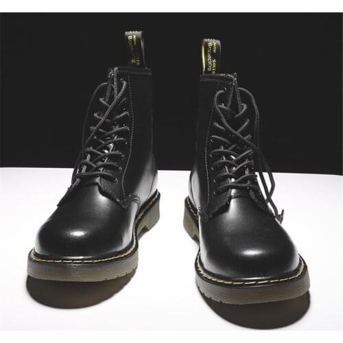 Mens Martin Boots Eight Holes Unsex Hiking Shoes Winter Fluff Rubber Sole Lace-up Mid-calf Casual Shoes Womens Snow Boot 2020