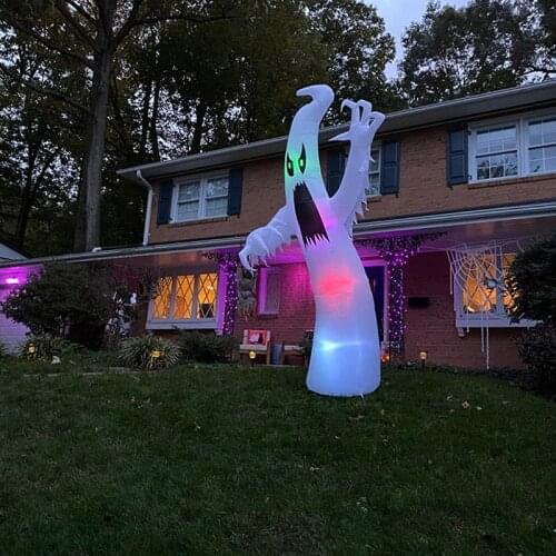 Halloween Inflatable Scary Ghost with Color Changing LED Decoration Props for Home Garden Courtyard Glow Party Supplies Ghost