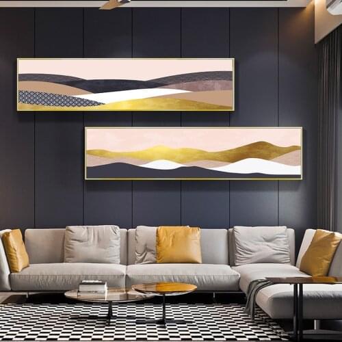 Abstract Mountain Landscap Wall Art Luxury Gold Foil Graphic Poster Prints Canvas Painting Minimalist Interior Home Decoration