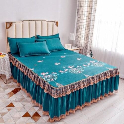 Princess style non-slip 1 piece bed skirt, lace bed cover, non-ballable bed sheet, bed sheet, bed protection cover
