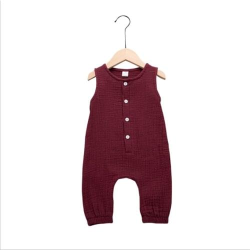 2021 New Childrens Clothing Exclusively for Summer 7-Color Cotton And Linen One-Piece Romper Sleeveless