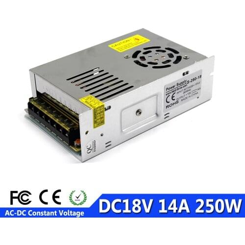 Switchig Switch Power Supply DC18V 14A 250W Converter Transformers 110V 220V AC To DC 18V UPS for LED Strip Light Repeater Radio