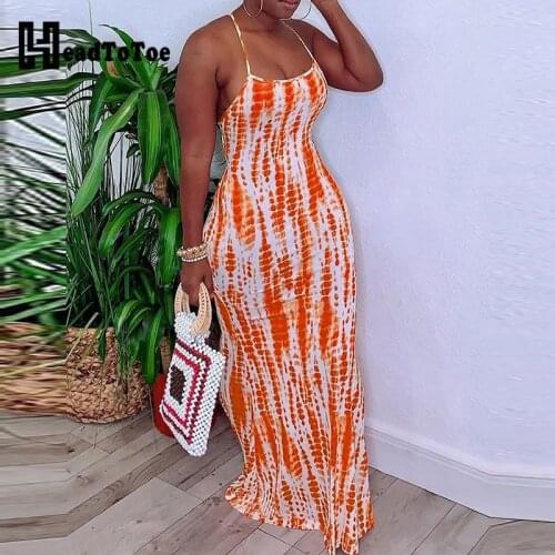 Tie Dye Print Lace-up Back Maxi Dress