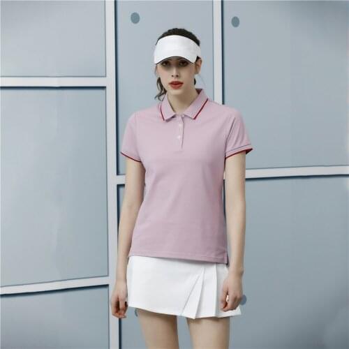 YH97508 Plain Style Polo Sporty Women Brand New Turn Down Collar Cotton Polyester Tennis Wear With Side Vents From Size M To 2XL