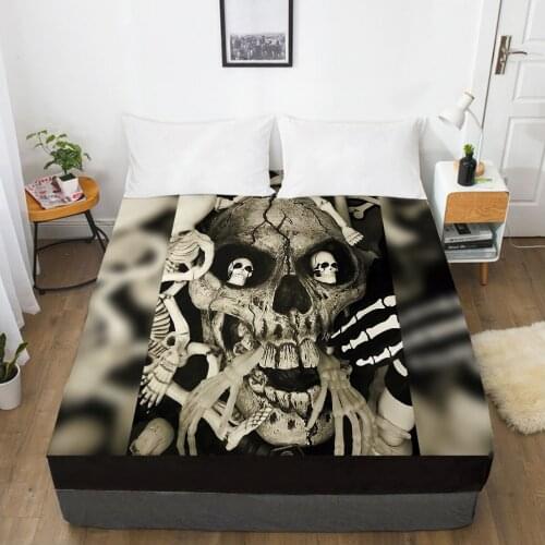 Elastic fitted sheet bed sheet With An Elastic Band 160x200/180/200/150x200 Mattress Cover Bed cover 1pc Skull Deadpool Khaki