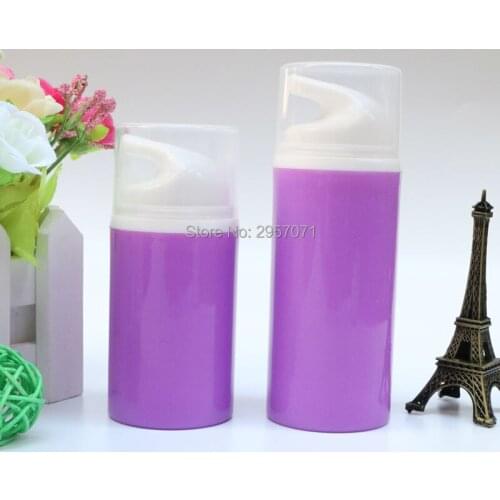 50ml 80ml Purple Cosmetic Container Empty Airless Pump Plastic PP Bottles Travelling Liquid Use 100pcs/lot DHL Free Shipping