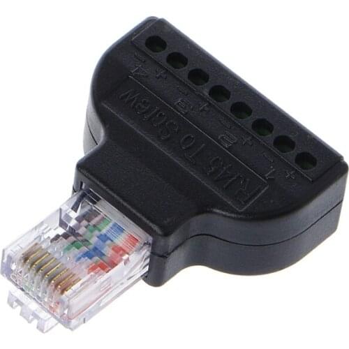 RJ45 Ethernet Male To 8 Pin AV Terminal Screw Adapter Converter Block Plug CCTV