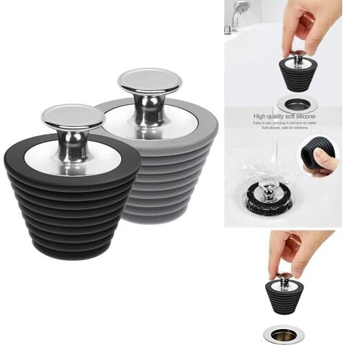 Silicone Bathtub Plug General Type Waterproof Flow Plug Of Kitchen Bathroom Sink Stainless Steel Drain Plug