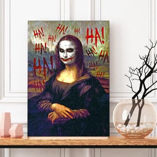 Humor Funny Poster Mona Lisa Joker Canvas Painting Horror Pictures for Home Design Figure Wall Art Prints Frameless Home Decor