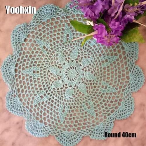 Modern handmade Lace Round cotton table place mat pad Cloth crochet placemat cup mug wedding tea coffee coaster doily kitchen