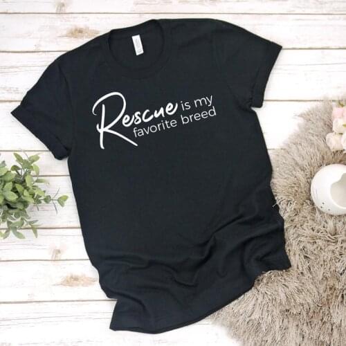 Rescue is My Favorite Breed letter printed T-shirt Crew Neck 100% cottom Short Sleeve Top Tees Plus Size t shirts unisex 3XL
