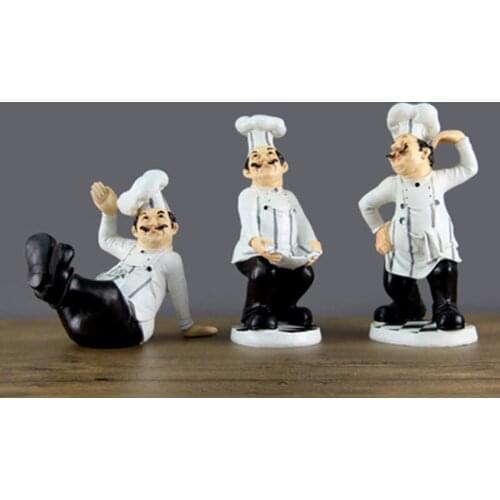 Chef Figurine Ornaments - 3D Resin Home Decoration for Restaurant Chef Fruit Tray Home Kitchen Decor