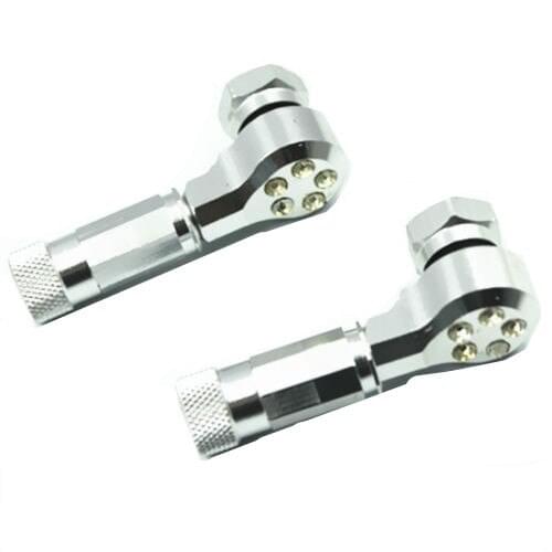 Universal CNC Wheel Tire Valve Stem Caps Motorbike Chopper Cruiser Touring Atv Silver For Honda Kawasaki Suzuki Yamaha