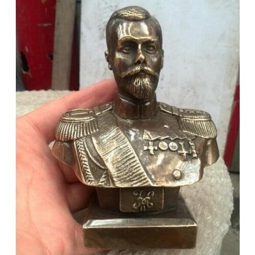 WBY---322+++Russian Tsar NICHOLAS II bust statue 5" H bronze statue