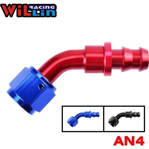 WILLIN - AN4 04AN Aluminum 45Degree Push On Hose End Oil Cooler Hose Fitting