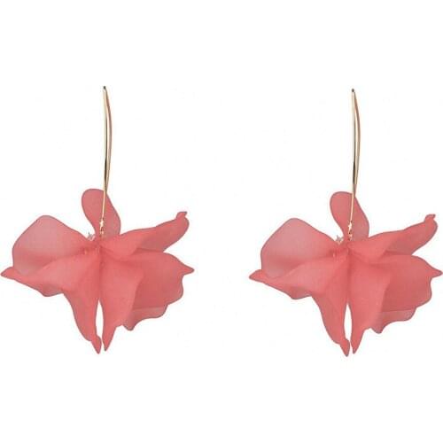 1 Pair Sweet Jewelry Spray Paint Effect Stud Earrings with Flower Statement Long Earrings for Womens Fashion Accessories Summer