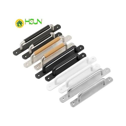 1Pc Open Handle Modern Simple Wardrobe Handle Black Door Surface Mounted Handle Stainless Steel Push-pull Door Handle